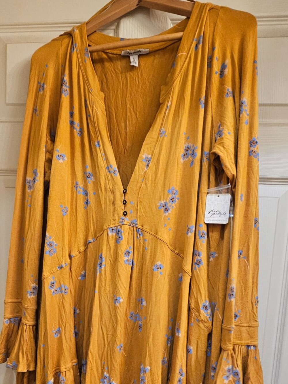 Free People - Mustard yellow floral tunic - Large - NWT